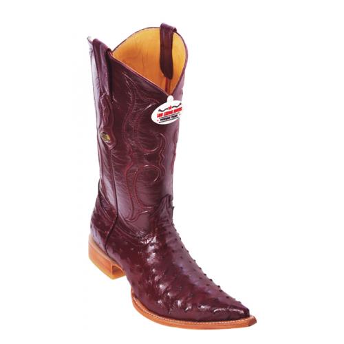 Los Altos Burgundy Genuine All-Over Ostrich 3X Toe Cowboy Boots 950306