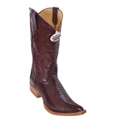 Los Altos Burgundy Genuine Ostrich Leg 3X Toe Cowboy Boots 950506