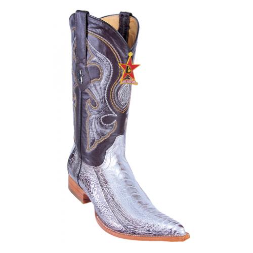 Los Altos Silver Brown Genuine Ostrich Leg 3X Toe Cowboy Boots 950533