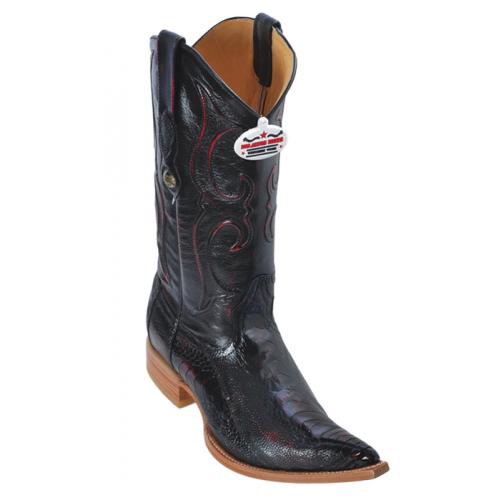 Los Altos Black Cherry Genuine Ostrich Leg 3X Toe Cowboy Boots 950518