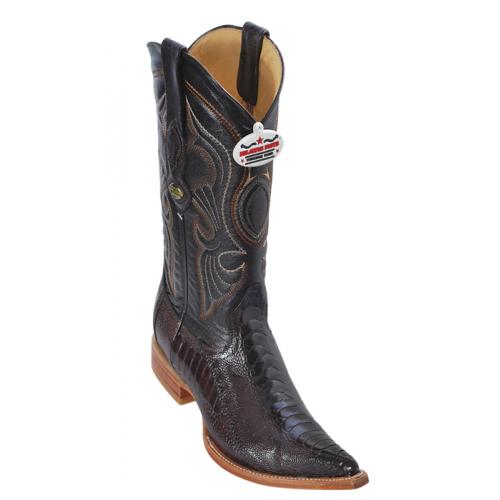 Los Altos Brown Genuine Ostrich Leg 3X Toe Cowboy Boots 950507