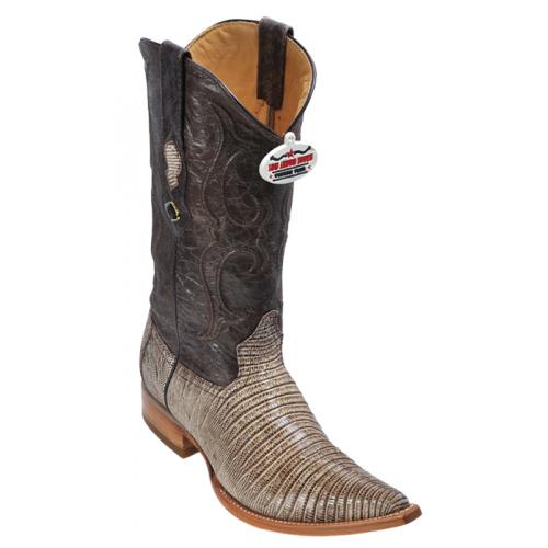 Los Altos Rustic Brown Genuine All-Over Lizard Teju 3X Toe Cowboy Boots 950785