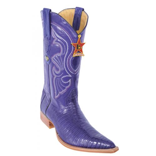Los Altos Purple Genuine All-Over Lizard Teju 3X Toe Cowboy Boots 950726