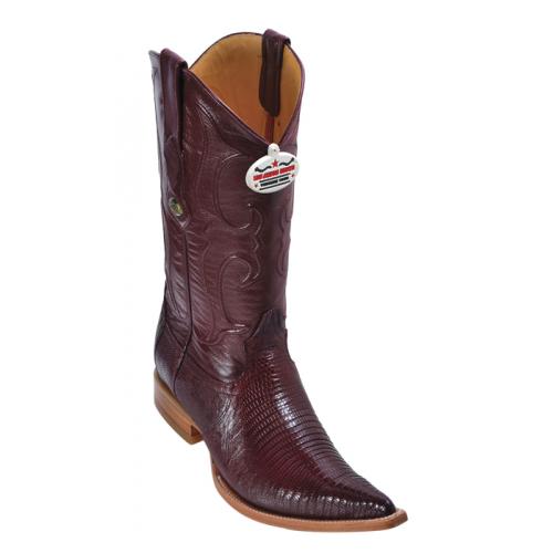 Los Altos Burgundy Genuine All-Over Lizard Teju 3X Toe Cowboy Boots 950706