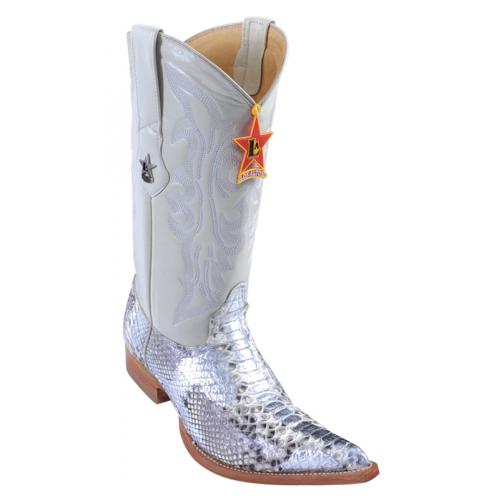 Los Altos Natural Silver Genuine All-Over Python 3X Toe Cowboy Boots 955737