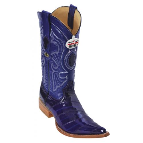 Los Altos Purple Genuine All-Over Eel 3X Toe Cowboy Boots 950826