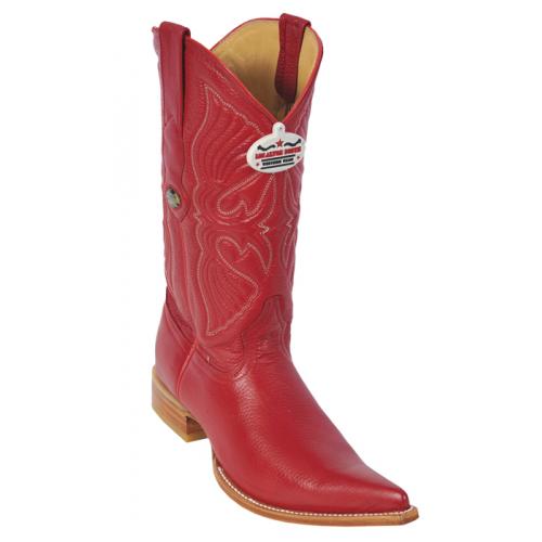 Los Altos Red Genuine All-Over Deer Skin 3X Toe Cowboy Boots 958312