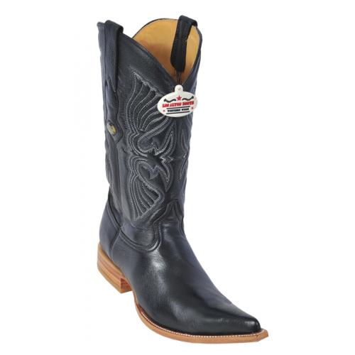 Los Altos Black Genuine All-Over Deer Skin 3X Toe Cowboy Boots 958305