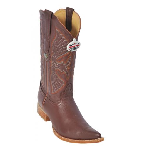 Los Altos Cognac Genuine All-Over Deer Skin 3X Toe Cowboy Boots 958303