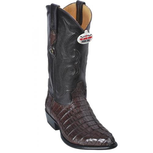Los Altos Brown All-Over Genuine Crocodile Tail J-Toe Cowboy Boots 990107
