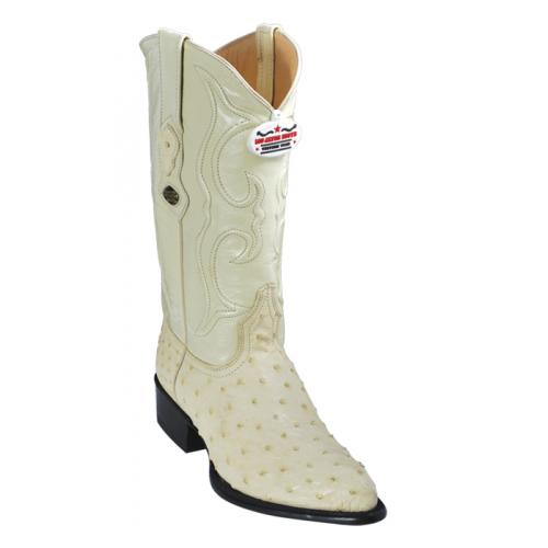Los Altos Winterwhite Genuine All-Over Ostrich J-Toe Cowboy Boots 990304