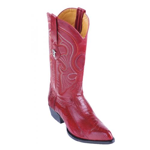 Los Altos Red Genuine All-Over Ostrich Leg J-Toe Cowboy Boots 990512