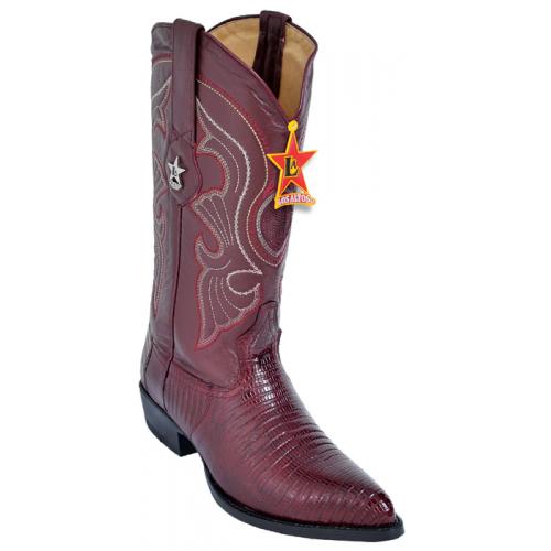 Los Altos Burgundy Genuine All-Over Lizard  J-Toe Cowboy Boots 990606