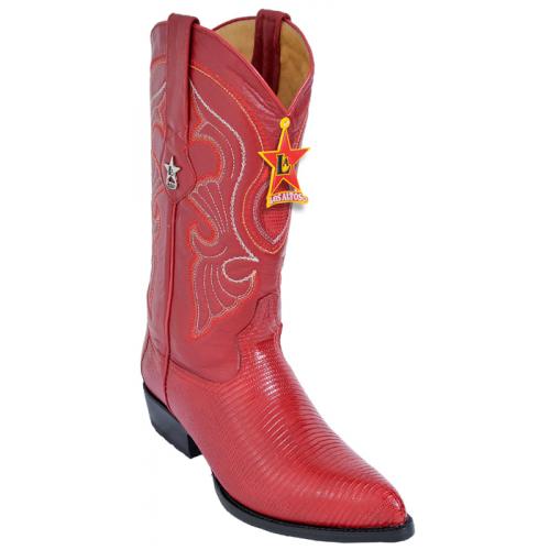 Los Altos Red Genuine All-Over Lizard  J-Toe Cowboy Boots 990612