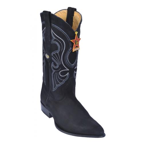 Los Altos Black Genuine Nobuk Skin J-Toe Cowboy Boots 996305