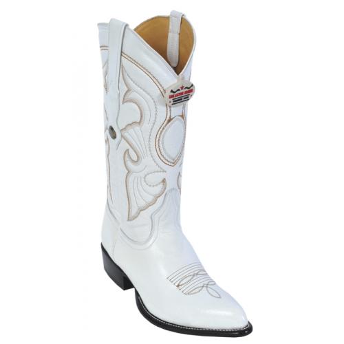 Los Altos White Genuine Goat With Medallion Skin J-Toe Cowboy Boots 999228