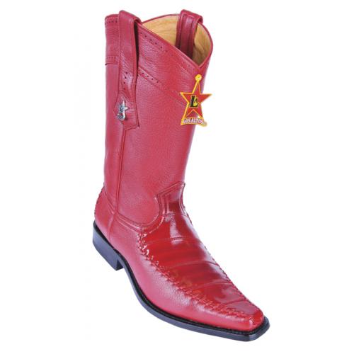 Los Altos Red Genuine Eel / Deer Skin Square Toe Cowboy Boots 770812