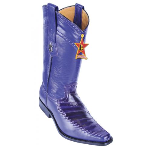 Los Altos Purple Genuine Eel / Deer Skin Square Toe Cowboy Boots 770826