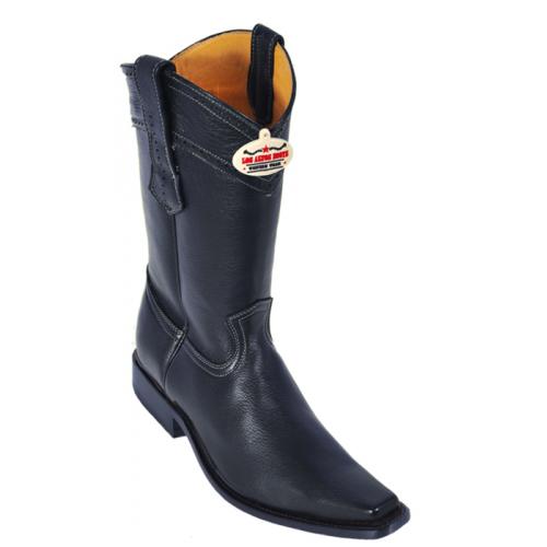 Los Altos Black Genuine All-Over Elk Square Toe Cowboy Boots 735105