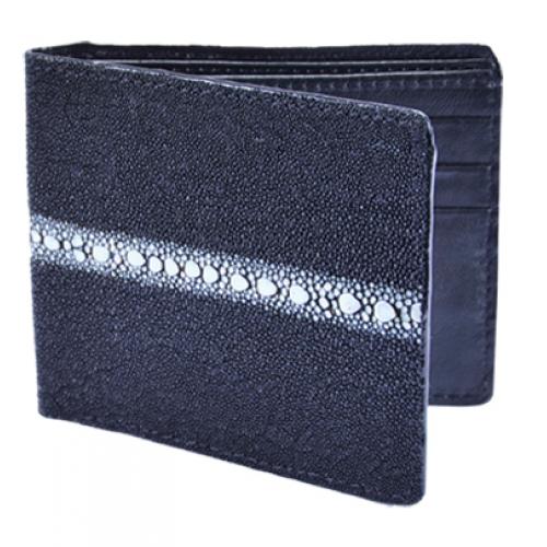 Los Altos Black Genuine Stingray Rowstone  Card Holder Wallet C11105