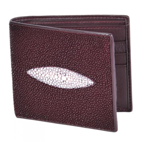 Los Altos Burgundy Genuine Stingray Single Stone Finish Card Holder Wallet C11206