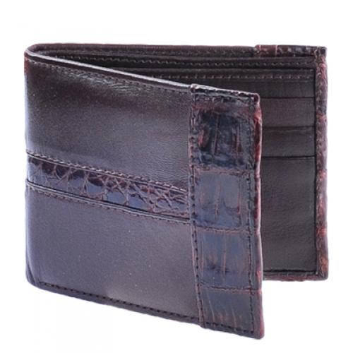 Los Altos Brown Genuine Leather w/ Crocodile Card Holder Wallet CA20207