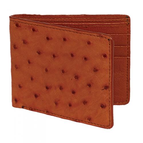 Los Altos Cognac Genuine Ostrich Card Holder Wallet CA10303