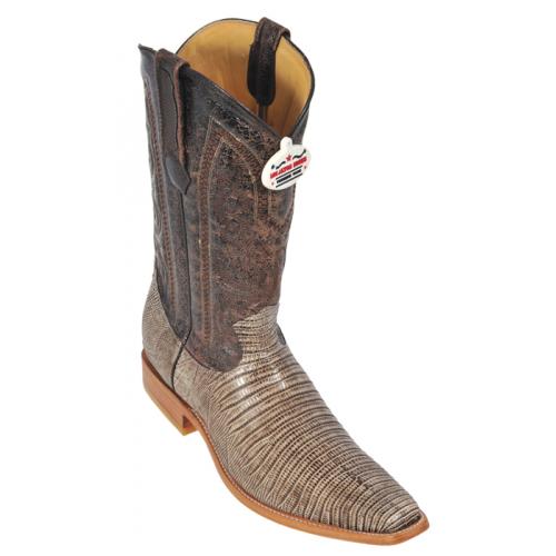 Los Altos Rustic Brown Genuine All-Over Lizard Square Toe Cowboy Boots 710785
