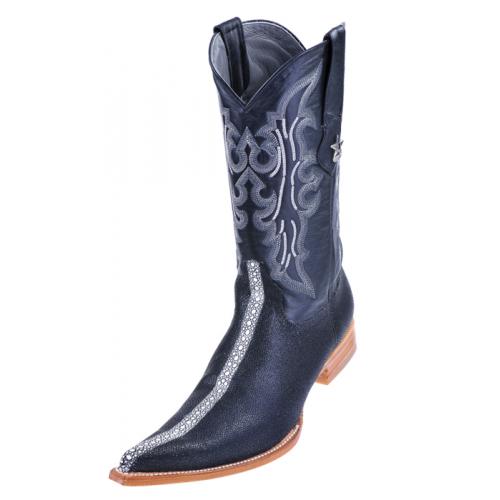 Los Altos Black All-Over Stingray Print 6X Toe Cowboy Boots 3961105