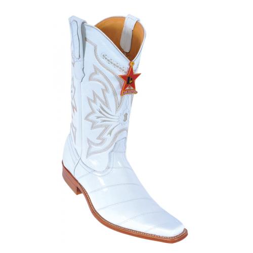 Los Altos White Genuine All-Over Eel Square Toe Cowboy Boots 710828