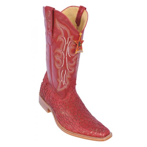 Los Altos Red Genuine All-Over Menudo Square Toe Cowboy Boots 714512