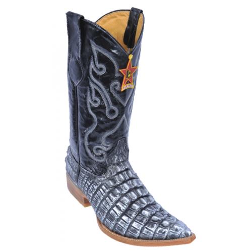 Los Altos Black Silver All-Over Alligator Tail Print Cowboy Boots 3950191