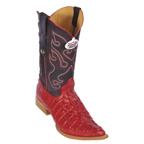 Los Altos Red All-Over Alligator Tail Print 3X Toe Cowboy Boots  3950112