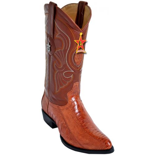 Los Altos Cognac Genuine All-Over Ostrich Leg Medium R-Toe Cowboy Boots 600503