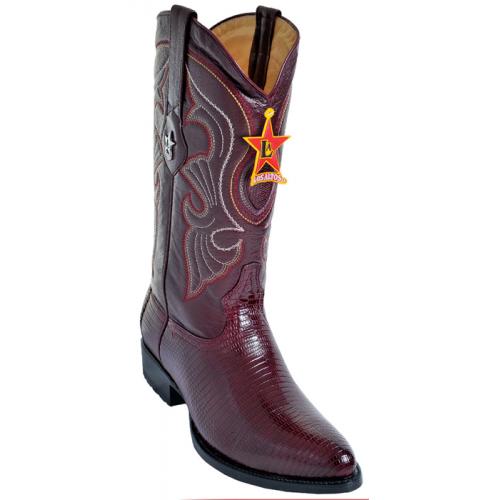Los Altos Burgundy Genuine All-Over Lizard Skin Medium R-Toe Cowboy Boots 600606