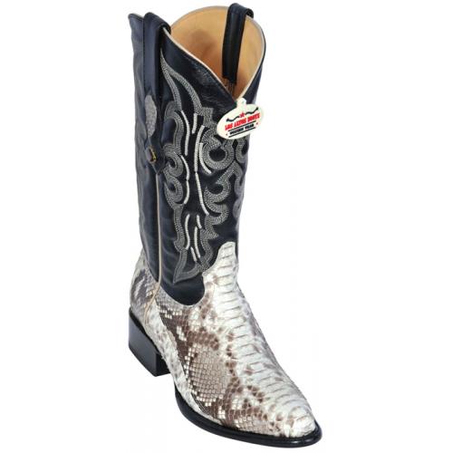Los Altos Natural Genuine All-Over Python Snake Skin Medium R-Toe Cowboy Boots 605749