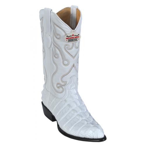 Los Altos White All-Over Alligator Tail J - Toe Print Cowboy Boots 3990128