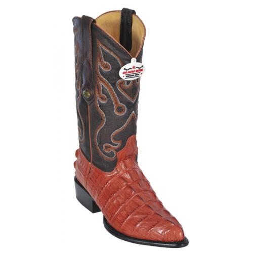 Los Altos Cognac All-Over Alligator Tail J - Toe Print Cowboy Boots 3990103