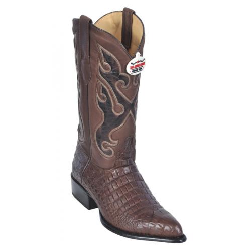 Los Altos Brown All-Over Alligator Belly J - Toe Print Cowboy Boots 3990907