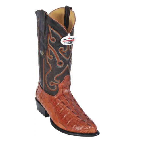 Los Altos Cognac All-Over Alligator Belly J - Toe Print Cowboy Boots 3992803