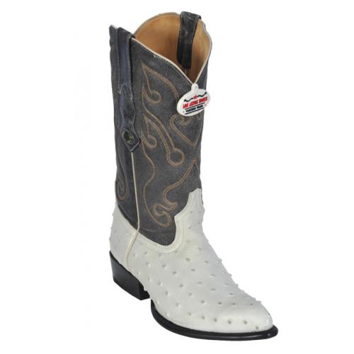 Los Altos WinterWhite All-Over Ostrich  J - Toe Print Cowboy Boots 3992304