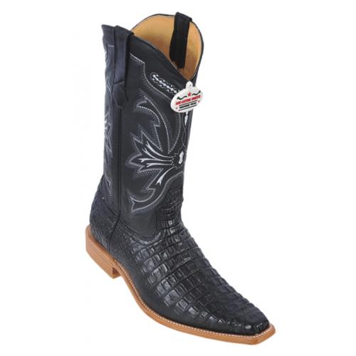 Los Altos Black  All-Over Alligator Belly Square Toe Print  Cowboy Boots 3715905
