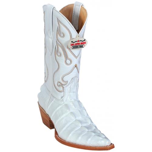 Los Altos Ladies White All-Over Alligator Tail Print 3X Toe Cowboy Boots 3350128