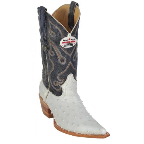 Los Altos Ladies WinterWhite All-Over Ostrich Print 3X-Toe Cowboy Boots 3350304
