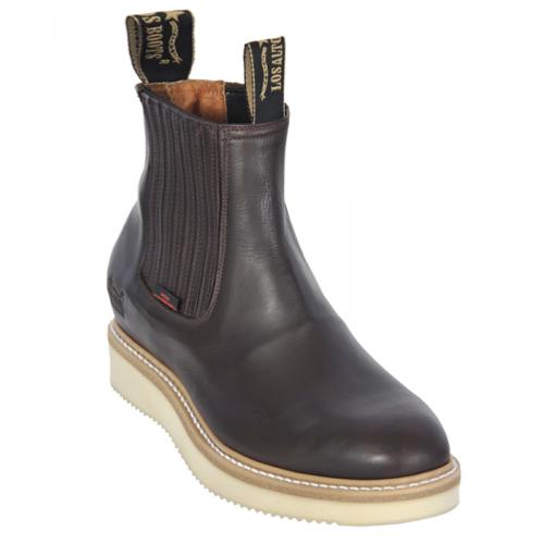 Los Altos Men's BrownGenuine Grasso Leather Work Short Boots 545407