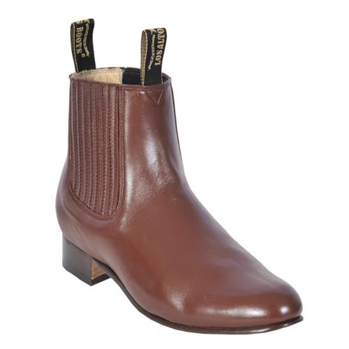 Los Altos Men's Brandy Genuine Charro Leather Work Short Boots w/ Rubber Sole 615164