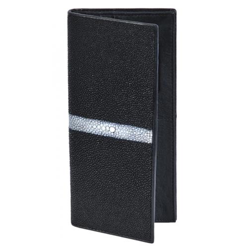 Los Altos Black Genuine Stingray Single Stone Check Book Holder Wallet CB16005