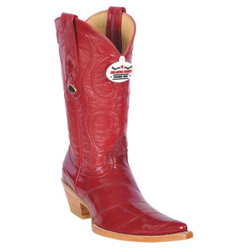 Los Altos Ladies Red Genuine Eel 3X-Toe Cowgirl Boots 350812