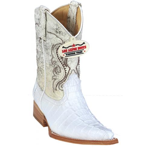 Los Altos Kid's White Genuine Crocodile Tail 3X Toe Cowboy Boots 450128