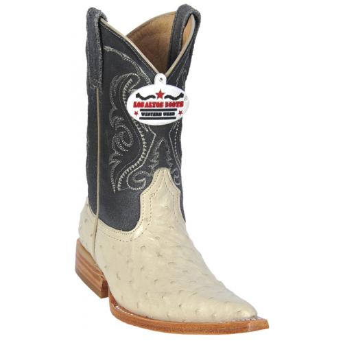 Los Altos Kid's Winterwhite Genuine Ostrich 3X Toe Cowboy Boots 450304